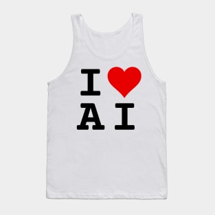 I Love AI | Stylized Abbreviation Heart Logo Black Tank Top